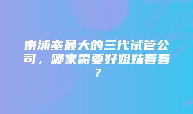 柬埔寨最大的三代试管公司，哪家需要好姐妹看看？