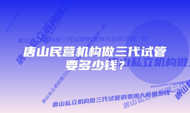 唐山民营机构做三代试管要多少钱？