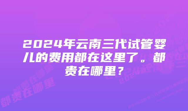 2024年云南三代试管婴儿的费用都在这里了。都贵在哪里？