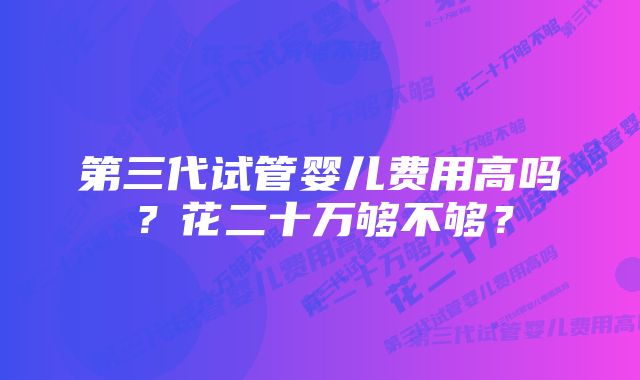 第三代试管婴儿费用高吗？花二十万够不够？