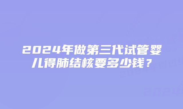 2024年做第三代试管婴儿得肺结核要多少钱？