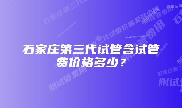 石家庄第三代试管含试管费价格多少？