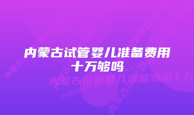 内蒙古试管婴儿准备费用十万够吗