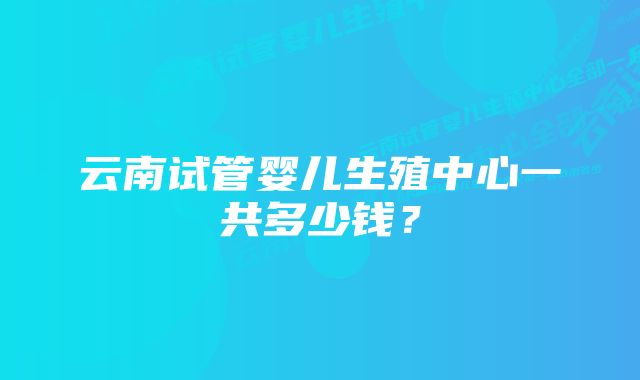 云南试管婴儿生殖中心一共多少钱？