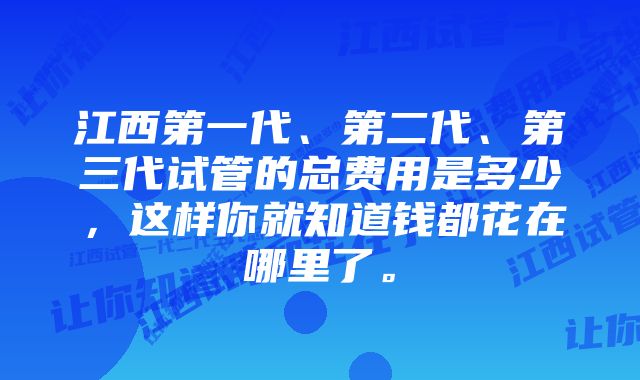 江西第一代、第二代、第三代试管的总费用是多少，这样你就知道钱都花在哪里了。