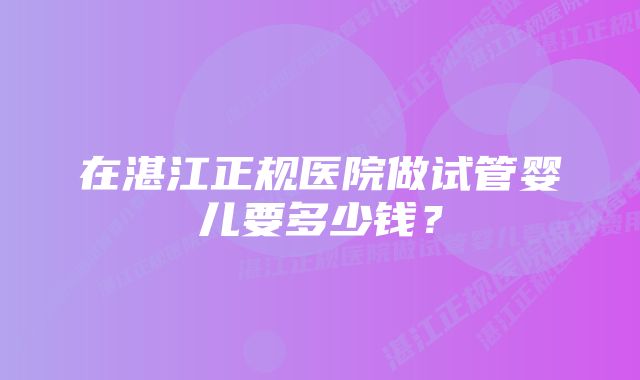 在湛江正规医院做试管婴儿要多少钱？