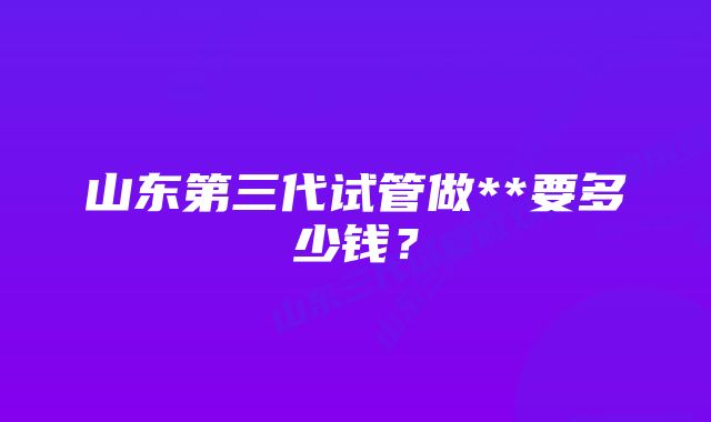 山东第三代试管做**要多少钱？