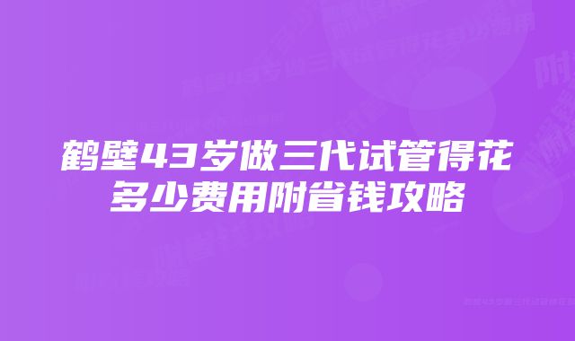 鹤壁43岁做三代试管得花多少费用附省钱攻略