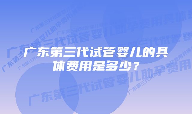 广东第三代试管婴儿的具体费用是多少？