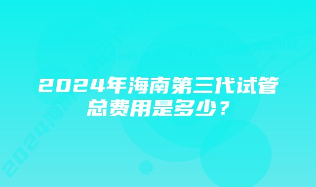 2024年海南第三代试管总费用是多少？