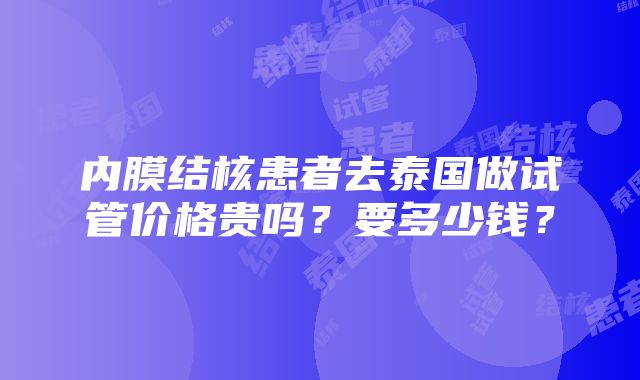 内膜结核患者去泰国做试管价格贵吗？要多少钱？