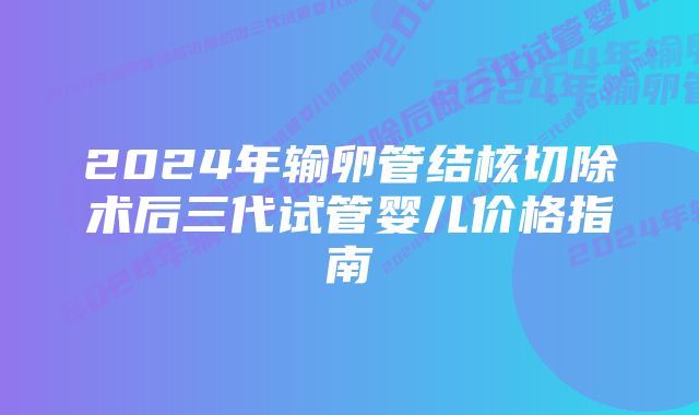 2024年输卵管结核切除术后三代试管婴儿价格指南