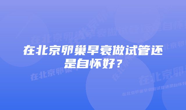 在北京卵巢早衰做试管还是自怀好？