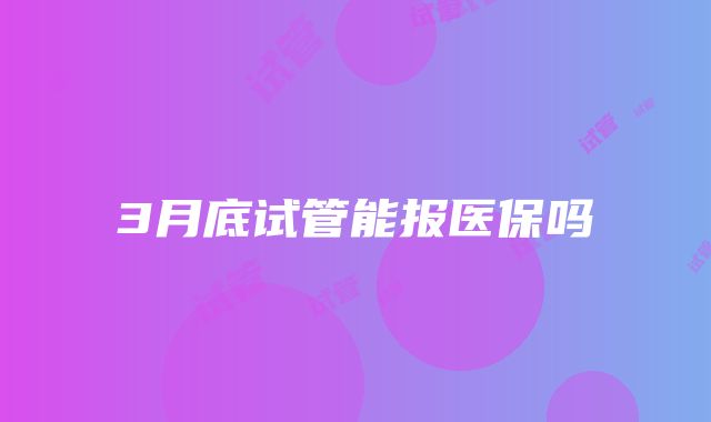 3月底试管能报医保吗