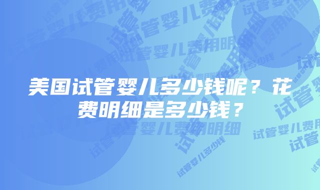 美国试管婴儿多少钱呢？花费明细是多少钱？