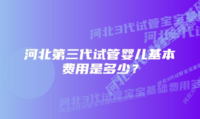 河北第三代试管婴儿基本费用是多少？