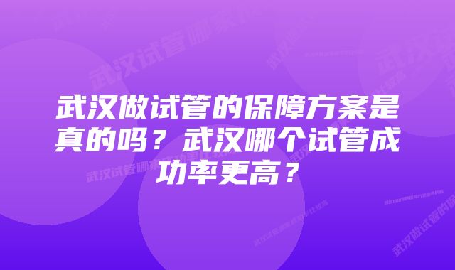 武汉做试管的保障方案是真的吗？武汉哪个试管成功率更高？