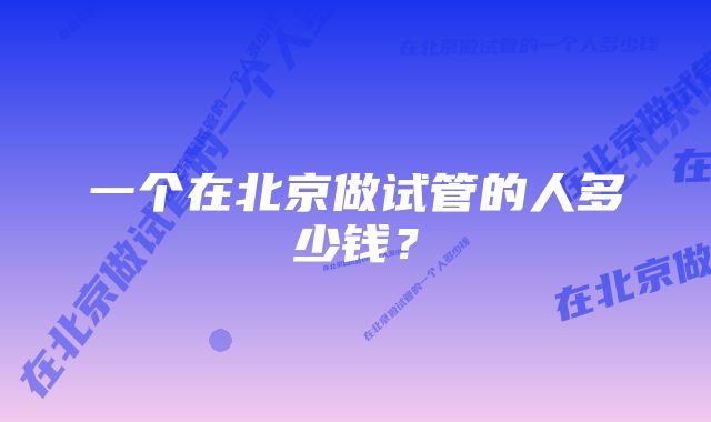 一个在北京做试管的人多少钱？