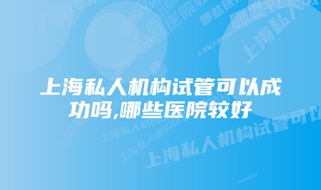 上海私人机构试管可以成功吗,哪些医院较好