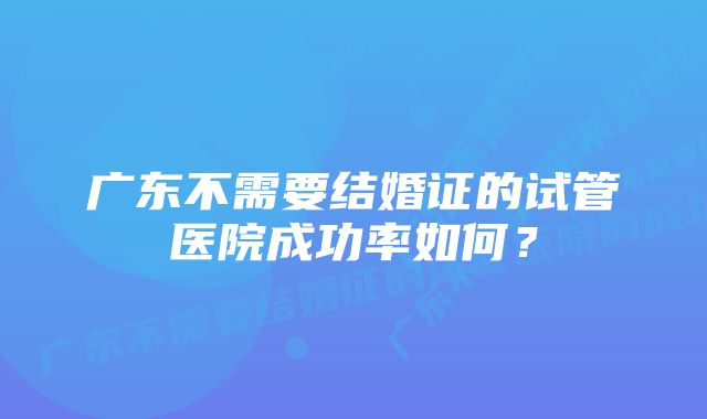 广东不需要结婚证的试管医院成功率如何？