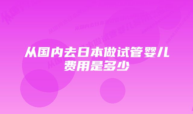 从国内去日本做试管婴儿费用是多少