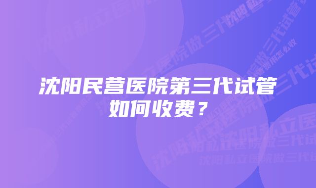 沈阳民营医院第三代试管如何收费？