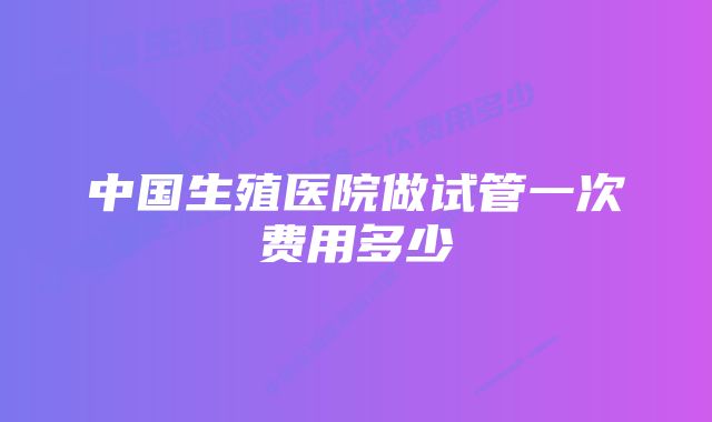 中国生殖医院做试管一次费用多少