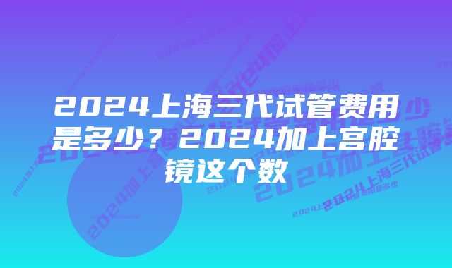 2024上海三代试管费用是多少？2024加上宫腔镜这个数