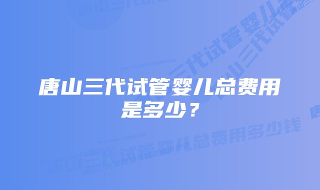 唐山三代试管婴儿总费用是多少？