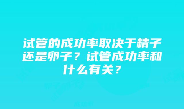 试管的成功率取决于精子还是卵子？试管成功率和什么有关？