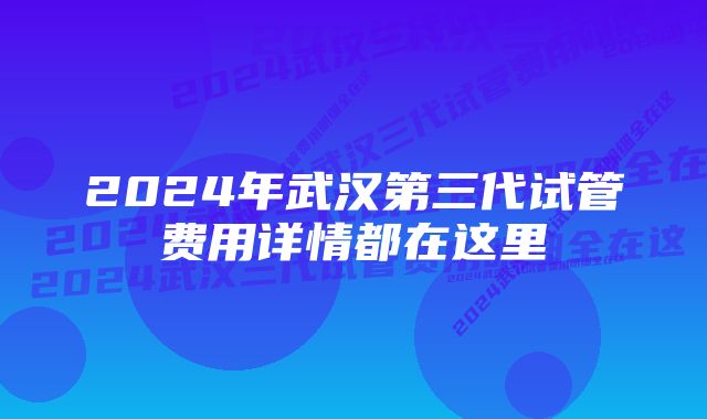 2024年武汉第三代试管费用详情都在这里