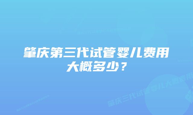 肇庆第三代试管婴儿费用大概多少？