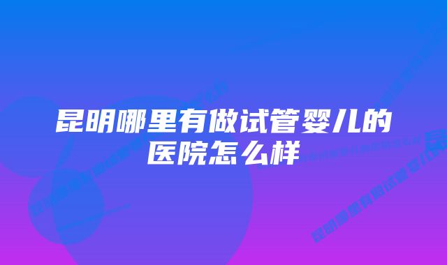 昆明哪里有做试管婴儿的医院怎么样