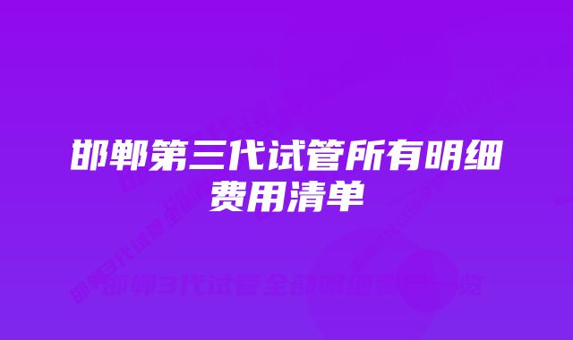 邯郸第三代试管所有明细费用清单