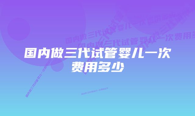 国内做三代试管婴儿一次费用多少