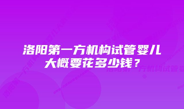 洛阳第一方机构试管婴儿大概要花多少钱？