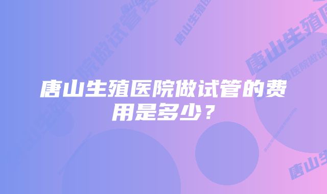 唐山生殖医院做试管的费用是多少？