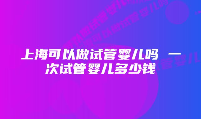 上海可以做试管婴儿吗 一次试管婴儿多少钱