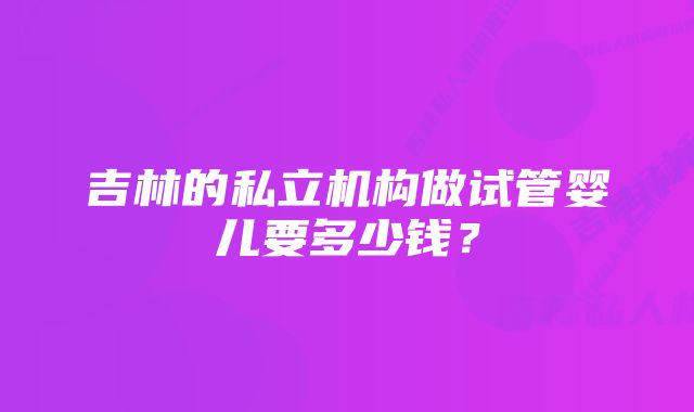 吉林的私立机构做试管婴儿要多少钱？