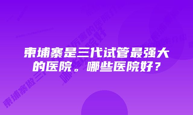 柬埔寨是三代试管最强大的医院。哪些医院好？