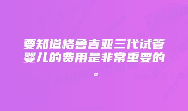 要知道格鲁吉亚三代试管婴儿的费用是非常重要的。