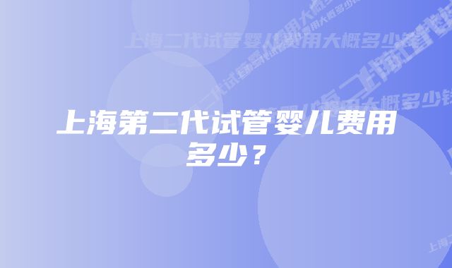 上海第二代试管婴儿费用多少？