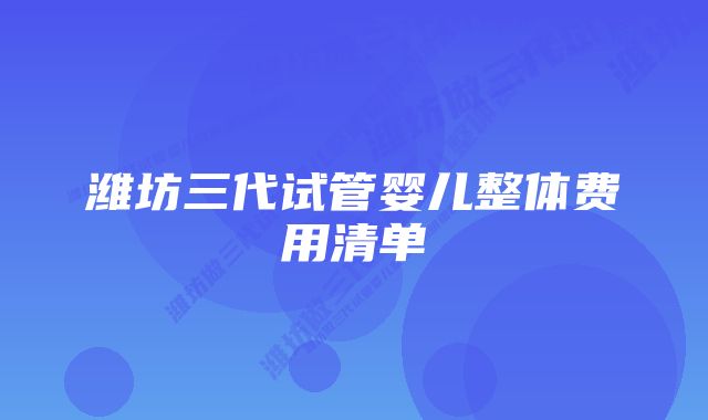 潍坊三代试管婴儿整体费用清单