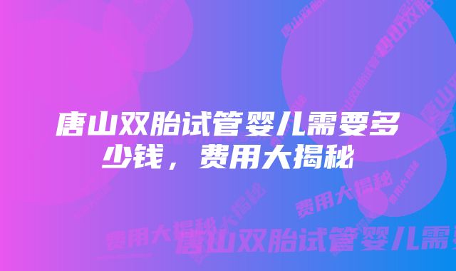 唐山双胎试管婴儿需要多少钱，费用大揭秘