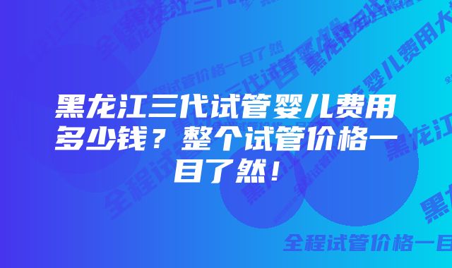 黑龙江三代试管婴儿费用多少钱？整个试管价格一目了然！