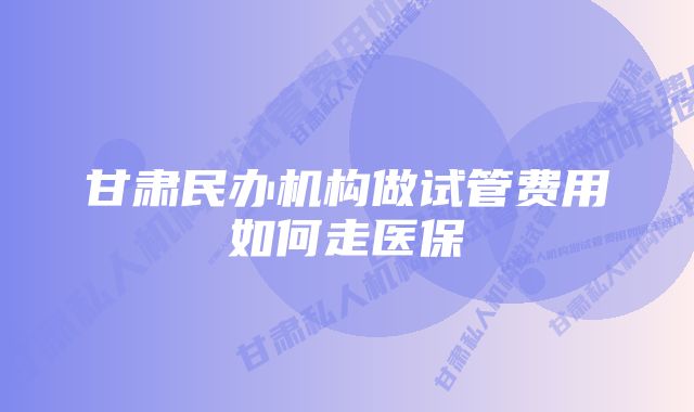 甘肃民办机构做试管费用如何走医保