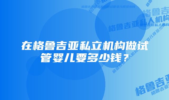 在格鲁吉亚私立机构做试管婴儿要多少钱？