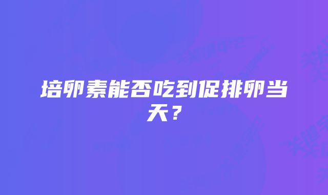 培卵素能否吃到促排卵当天？