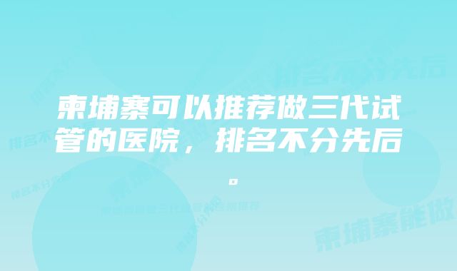 柬埔寨可以推荐做三代试管的医院，排名不分先后。