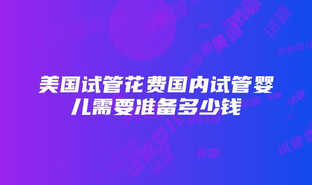 美国试管花费国内试管婴儿需要准备多少钱